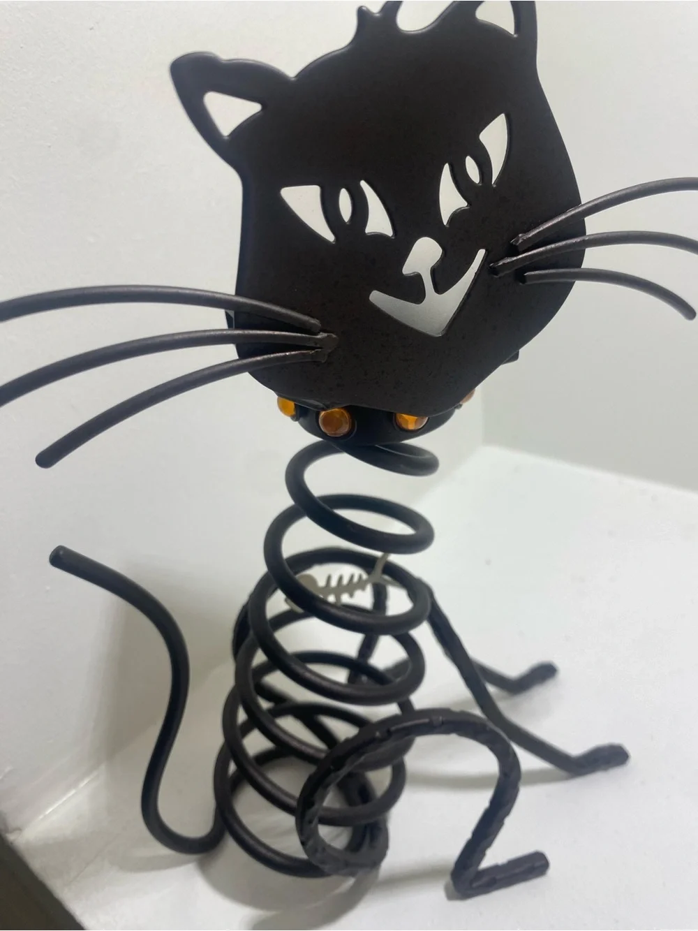 Black Matte Metal Cat Shaped Candle Holder for Mini Candle, Animal Theme